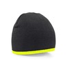 Two-Tone Pull-On beanie - B44C:Black, 100% acrylic, Fluorescent Yellow, One Size